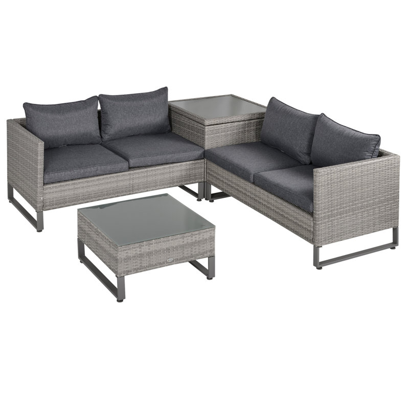Franchesska 4-Seater Lounge Set Made of Poly Rattan with Cushions