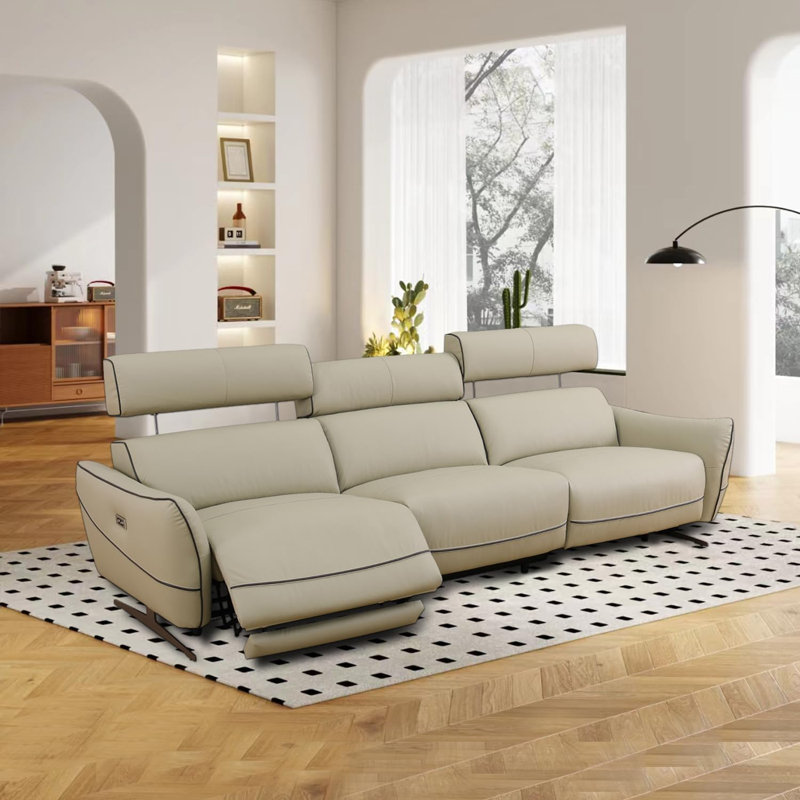 Ensemble de canapé inclinable de salon en cuir fleur et en cuir l 114,5 po 3 pièces