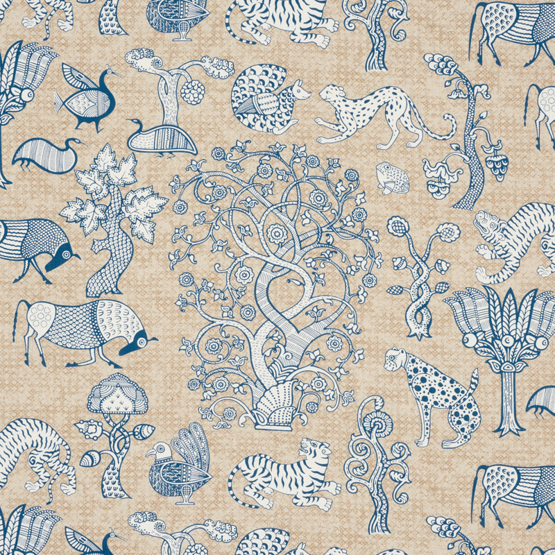Animalia Fabric, Blue/Natural
