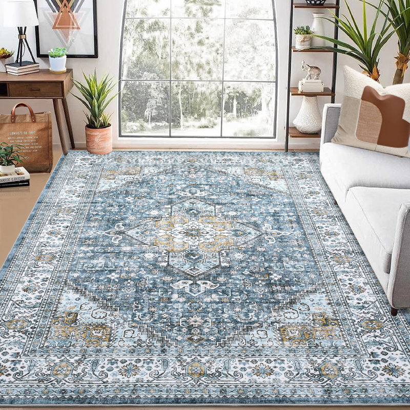 Senai Washable Oriental Indoor Rug, Rectangle 9' x 12'