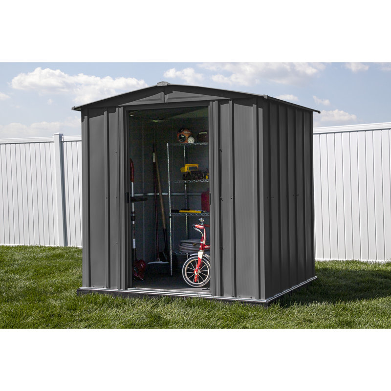 6 ft. x 5 ft. Charcoal Galvanized Steel Storage Shed