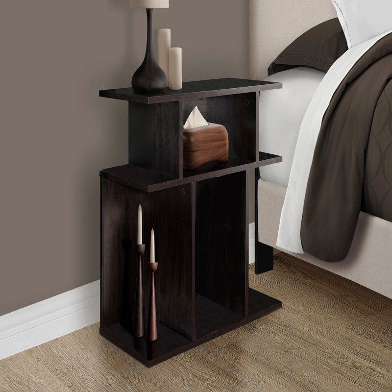 Table d'appoint, côté, bout, table de chevet, stratifié brun clair, contemporain, moderne, Brun
