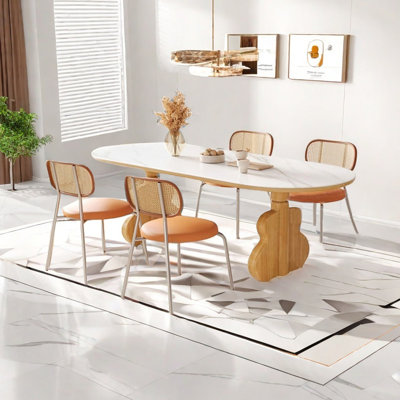 Ensemble de table de salle à manger en forme de guitare en pierre frittée