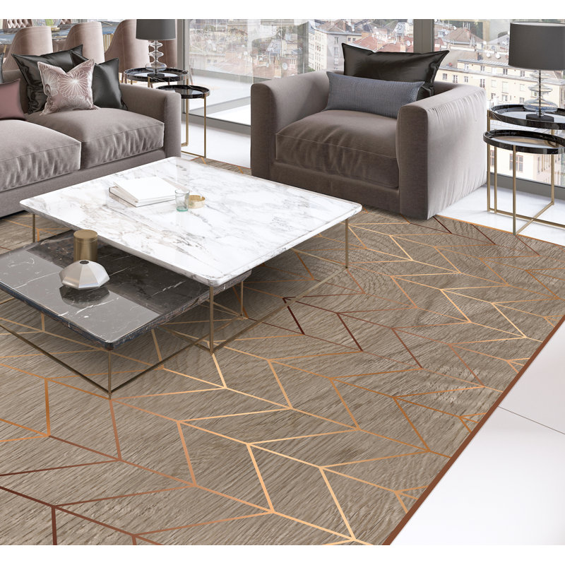 Alcie Vinyl Machine Printed Area Rug, Rectangle 133 x 200cm