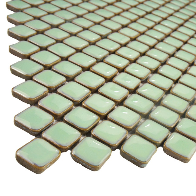 Hudson Diamond 12-1/4 " x 12-3/8 " Porcelain Mosaic Floor & Wall Tile, Light Green
