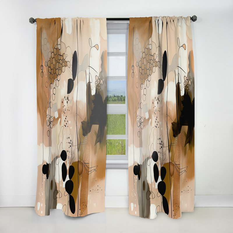 Glynnis - Brown Colorful Symmetry V - Abstract Curtain - Velvet Room Darkening - 1 panel, 52" W x 63" L