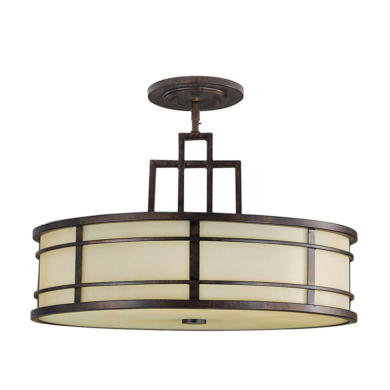 Etheridge 3 - Light Grecian Bronze Drum Pendant