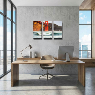 'Golden Surf' By Ann Gordon Triptych Wall Art, 36" x 24"