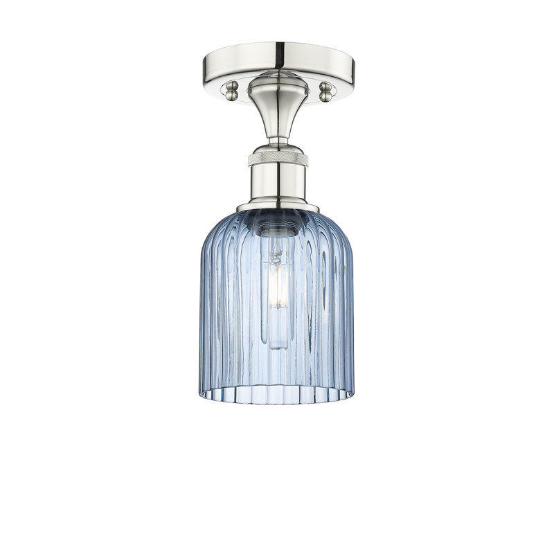 Edison - Adriena - Plafonnier semi-encastré 5 "1 lumière, Nickel poli, Bleu