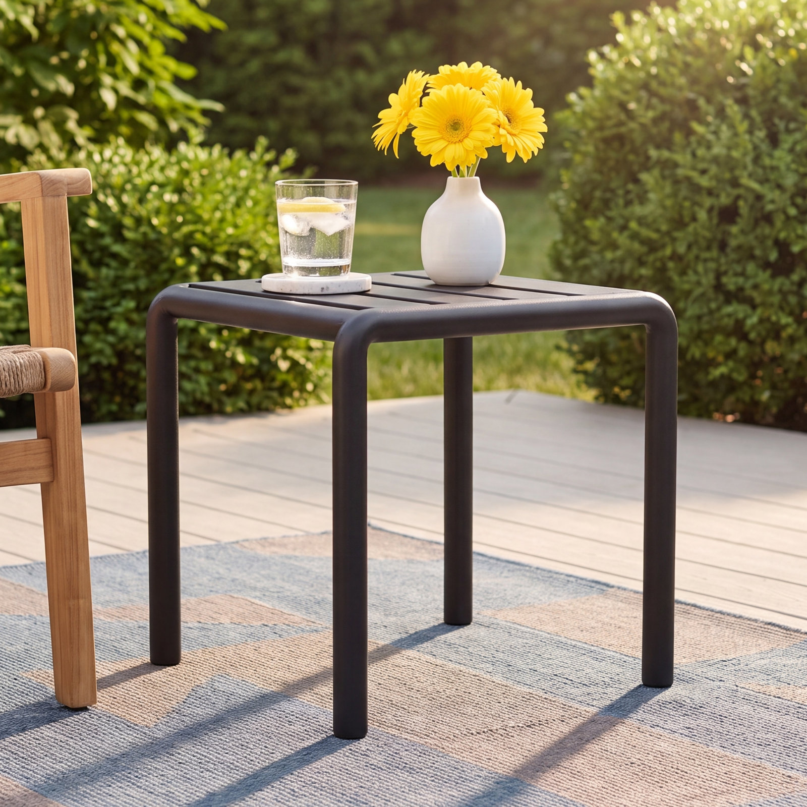 Ruta 16 " Patio Side Table, Black