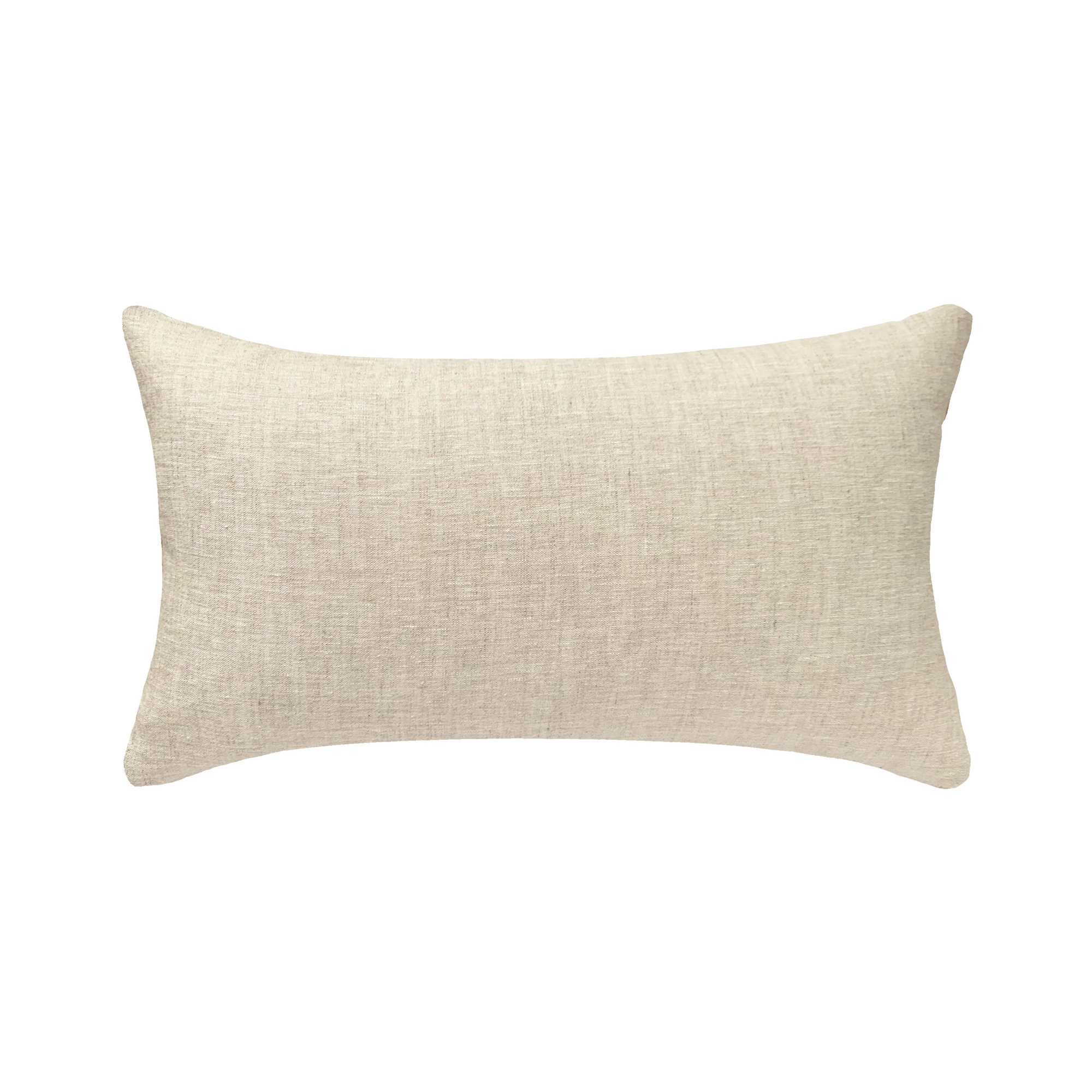 PILLOWPIA Regazzi Linen Lumbar Pillow Cover with Cowrie Embroidery and Hidden Zipper
