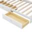 Lit plateforme simple en bois avec rangement pour tête de lit, 2 tiroirs, tablettes en blanc