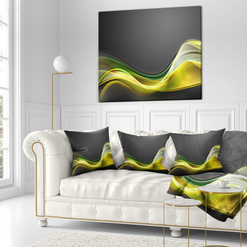 Motif de texture vert or - Coussin imprimé abstrait, 18 po x 18 po, Coussin décoratif