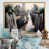 Toile avec cadre flottant or