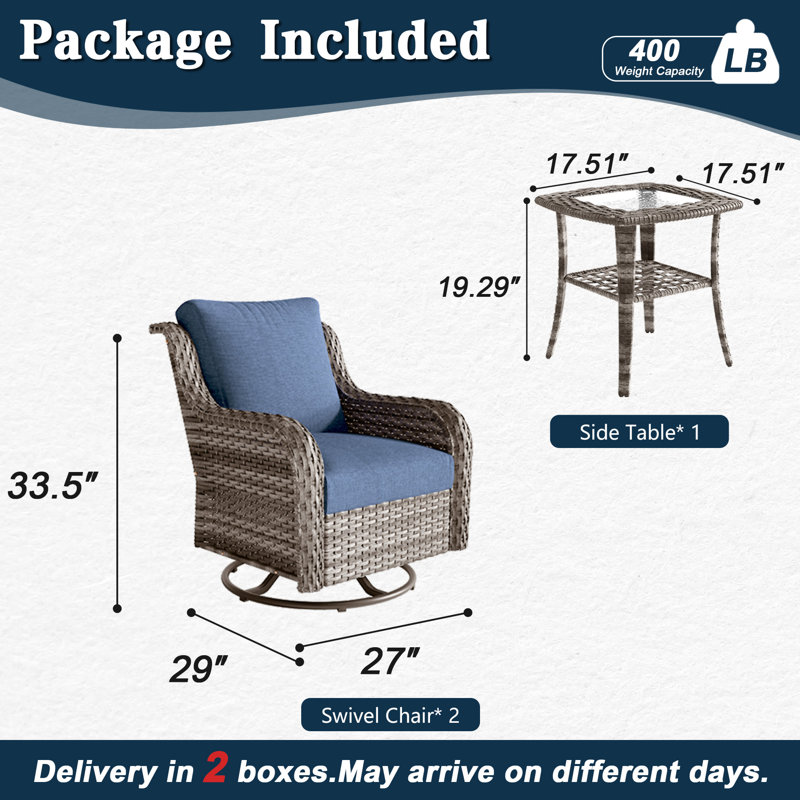 Two Swivel Chairs + A Side Table