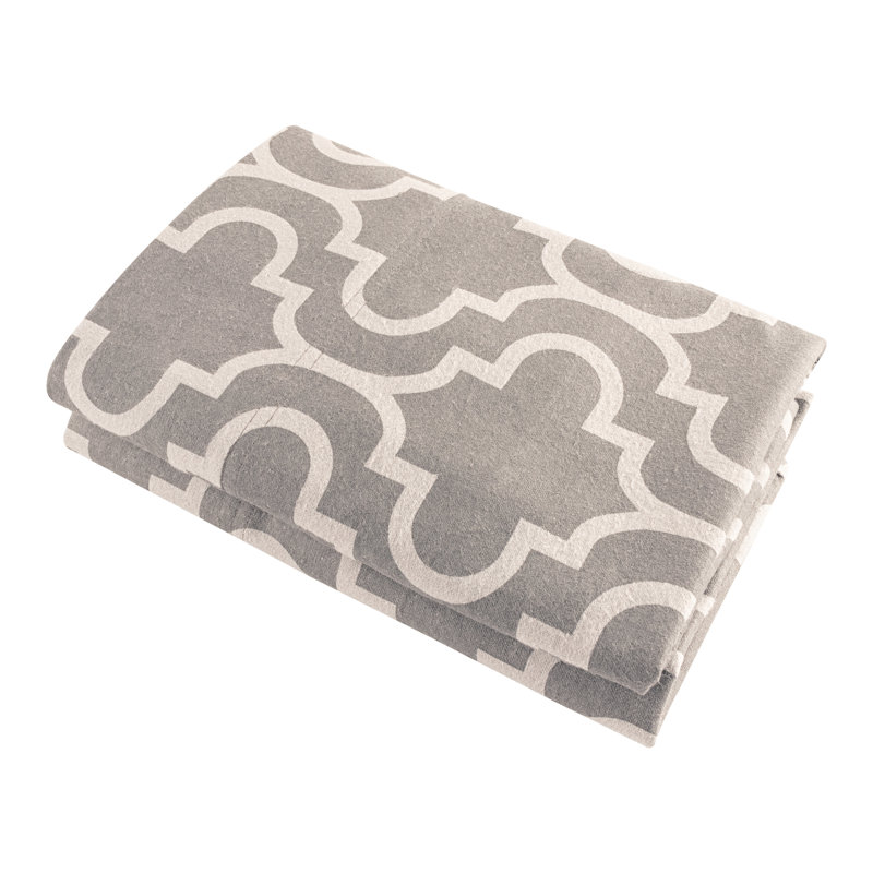All-Season Breathable 100% Cotton Flannel Pillowcase Set, Standard, Gray Trellis