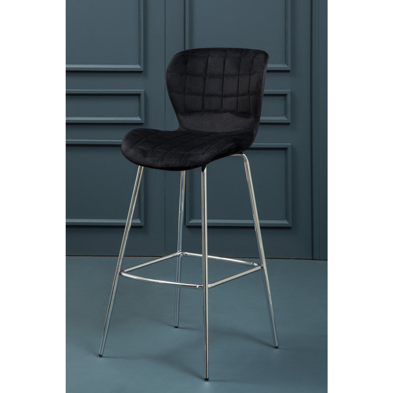 Foosland Upholstered Counter Stool with Metal Frame, Silver, Black