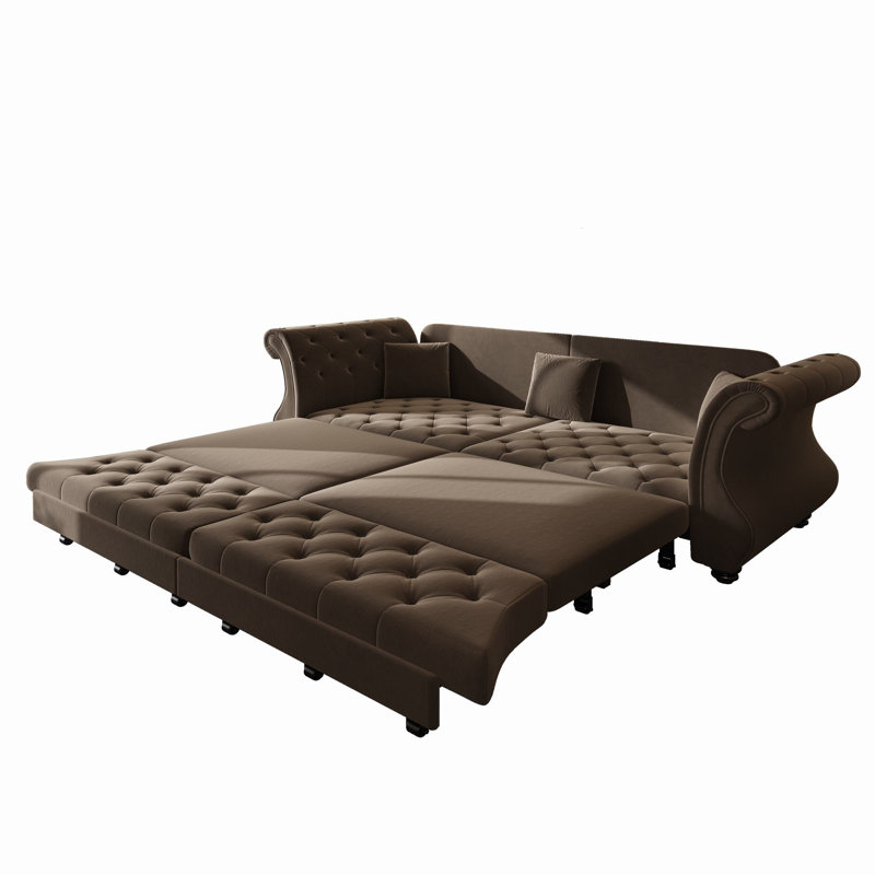 Canapé-lit escamotable 97,6 po Chesterfield Upholstery, Brun