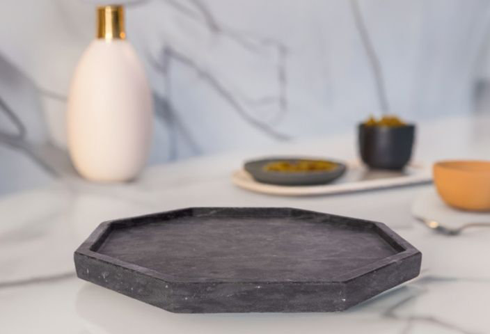 Artifacts Marble™ Octagonal Tray, Black