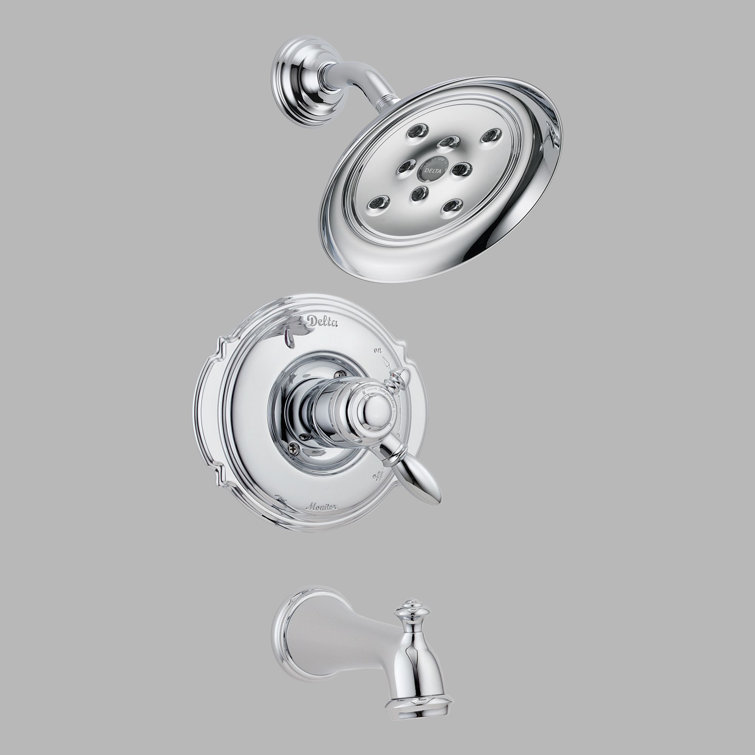 Victorian Volume Control Tub and Shower Faucet Trim with Lever Handles and Monitor