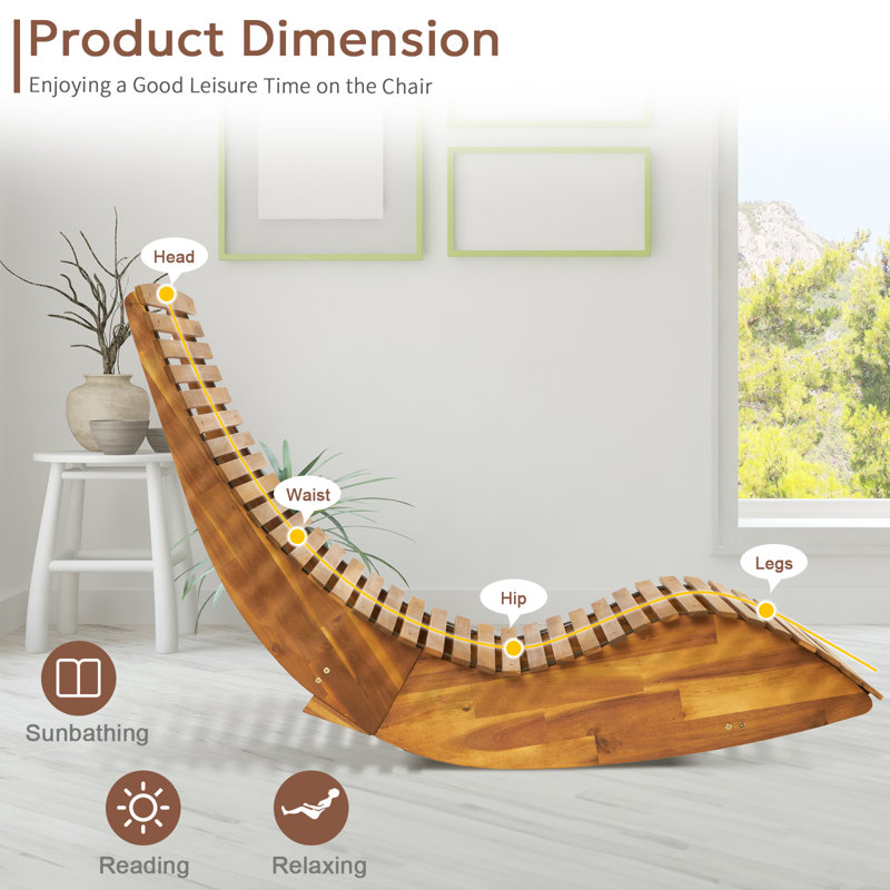 Chaise longue inclinable en acacia Catryn