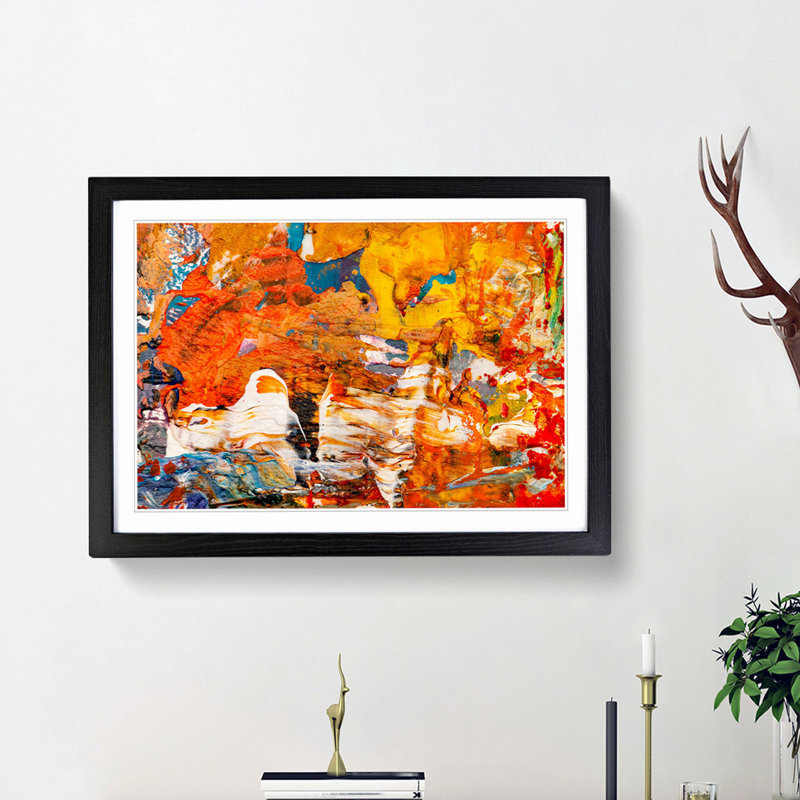 Abstract Art Painting Vol.416 by S.Johnson - Framed Print, 27cm H x 36cm W x 2cm D, Black Framed