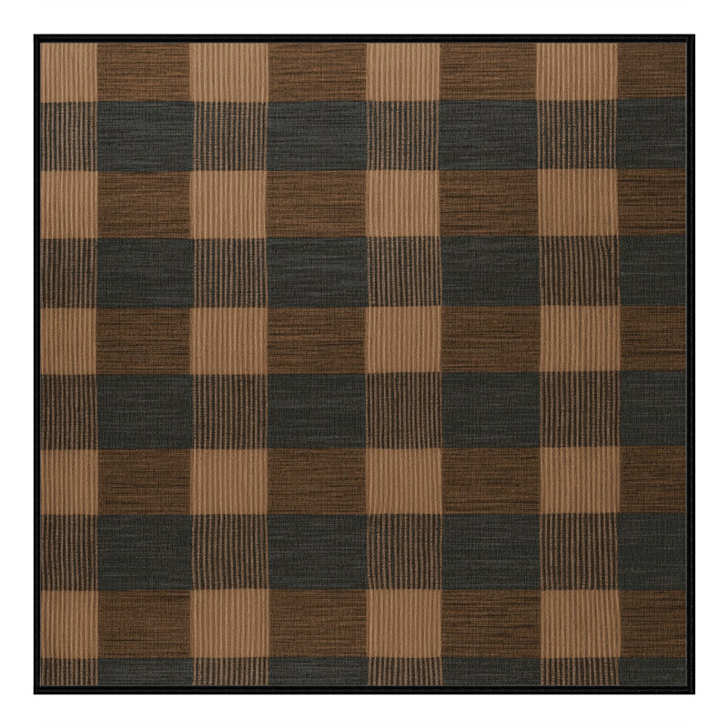 Machine Washable Checkered Brown Area Rug, Square 3'