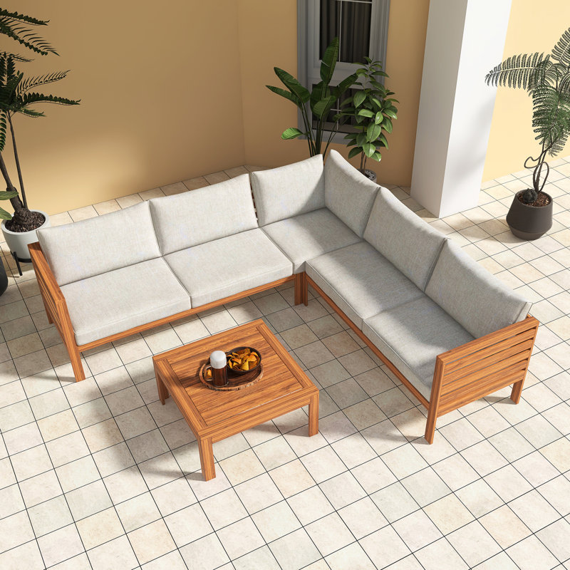 Ensemble de canapé d'extérieur avec coussins, Beige