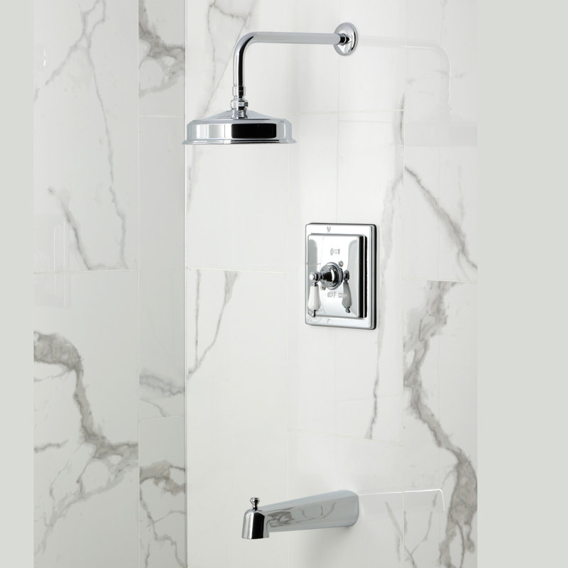 Kingston Brass Demure Single-Handle Pressure Balanced Tub And Shower Faucet, Polished Chrome
