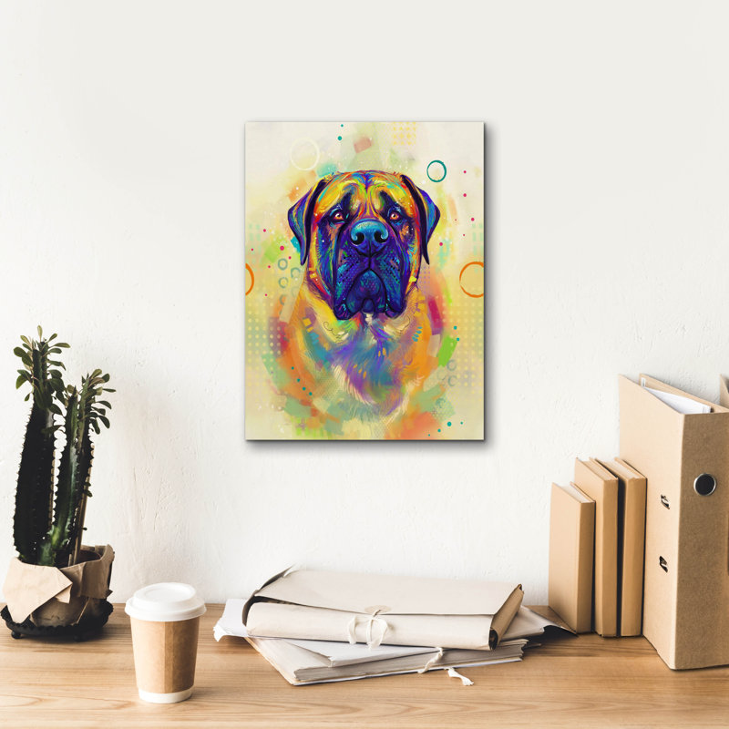 «Pop Art Mastiff» par Furbaby Affiliates, art mural sur toile, H 16 po x l 12 po x P 0,75 po