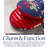 DRAPER JAMES Cherry Blossom Mini Oven Mitt 2-Pack Set, Heat Resistant & Non-Slip Silicone Grip, Navy/Red, 5.5"x9"