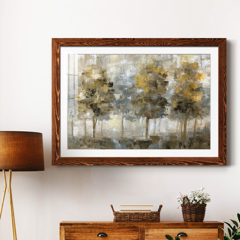 Linen Trees - Peinture encadrée, H 24 po x l 18 po x P 1,5 po, Cadre en érable