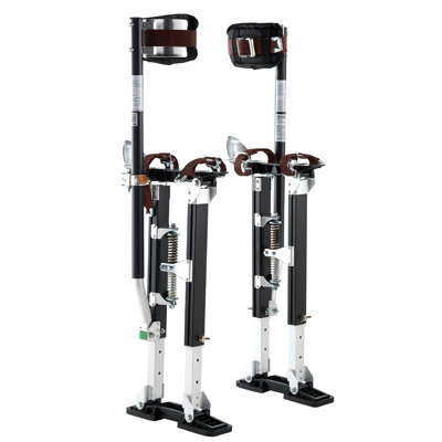 Drywall Stilts, 19.1–31.1 in Adjustable Aluminum Painter Stilts, 228 lbs Load Capacity, Non-Slip Rubber Feet, Dual Spring Shock Absorption, Comfortable Leg Straps for Painting, Decoration, Black
