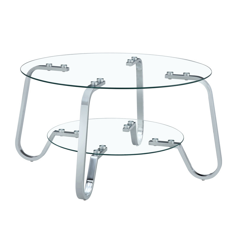 Glass Top Coffee Table, Silver
