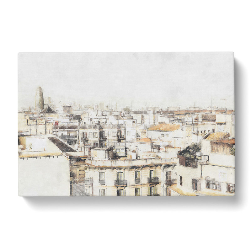 Rooftops In Barcelona Spain - Wrapped Canvas Print, 35cm H x 50cm W x 3cm D