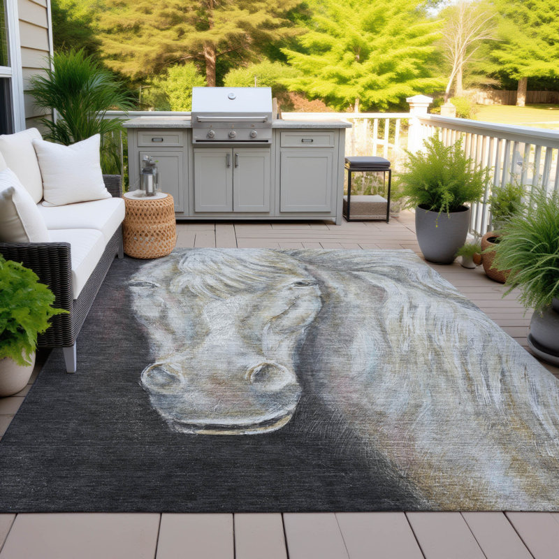 Tapis ivoire Xhevrie intérieur / extérieur lavable à la machine, Rectangle 9 pi x 12 pi