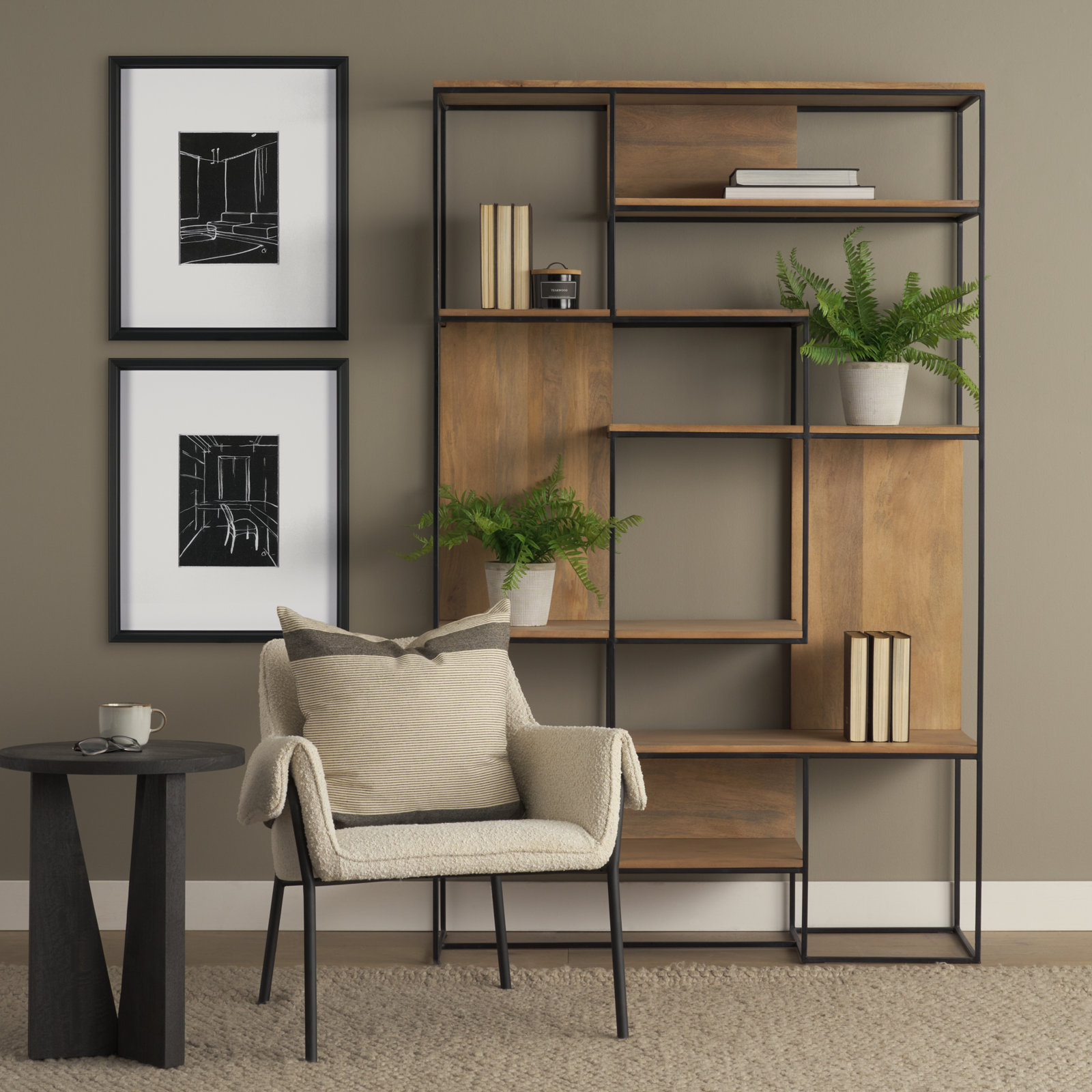 Narrow Bookcase, Light Brown/Black