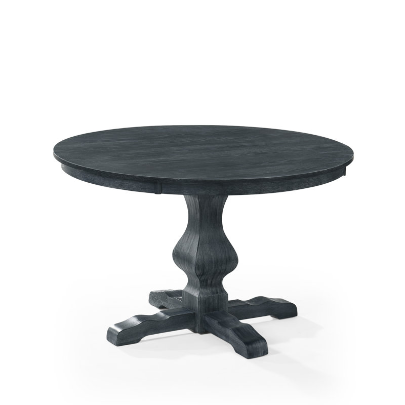 Round Dining Table With Sturdy Base, Charcoal Grey