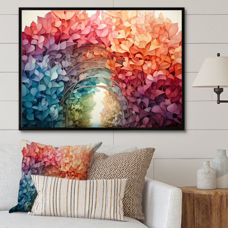 «Abstract Colorful Rainbow Arch I», reproduction d'art sur toile, 16" H x 32" W, Cadre flottant noir