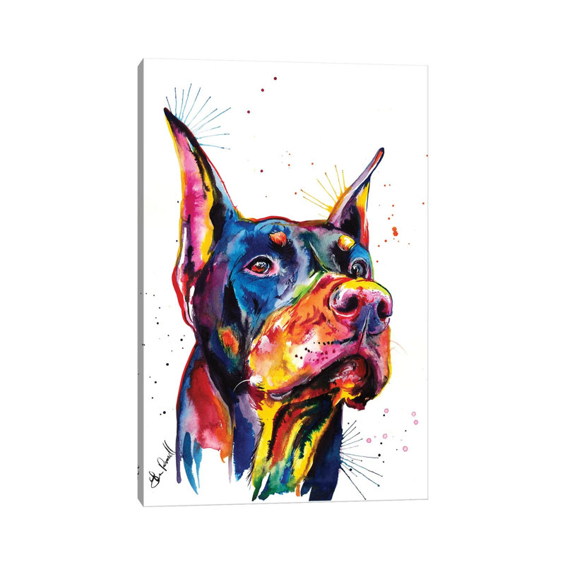 Doberman by Weekday Best - Wrapped Canvas Painting, 20.32 cm H x 30.48 cm W