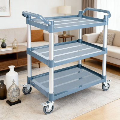 Chariot utilitaire roulant robuste à 3 niveaux avec roulettes verrouillables, chariot de service commercial d'une capacité de 540 lb pour la cuisine, le restaurant, le bureau et l'entrepôt