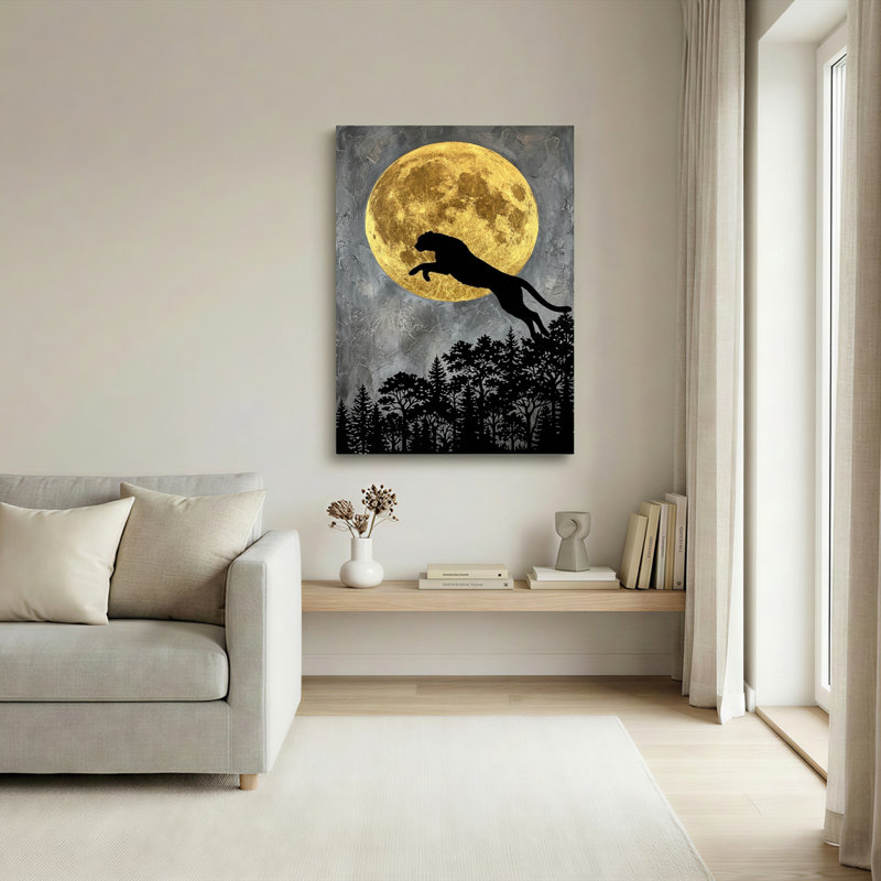 Lune panthère, reproduction d'art sur toile, ensemble de 1, H 36 po x l 24 po, Toile tendue