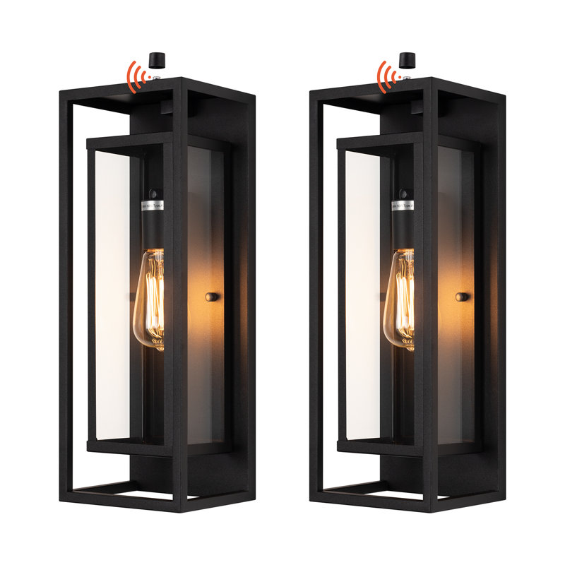 Polikron Classic Outdoor Wall Sconce 1 Light with Dusk to Dawn in Rectangular, 18" H x 6.61" W x 5.71" D, Matte Black
