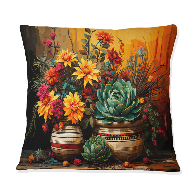 Boho Pottery Blooms - Coussin Boho