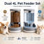 Distributeur automatique d'eau et de nourriture à gravité (2 pièces), double station de 4 L pour chats et chiens de petite et moyenne taille, sans électricité, gris