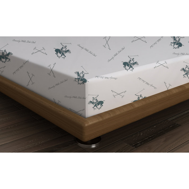 Drap 100% coton, Drap plat de 102 po x 94 po, Gris / Vert foncé