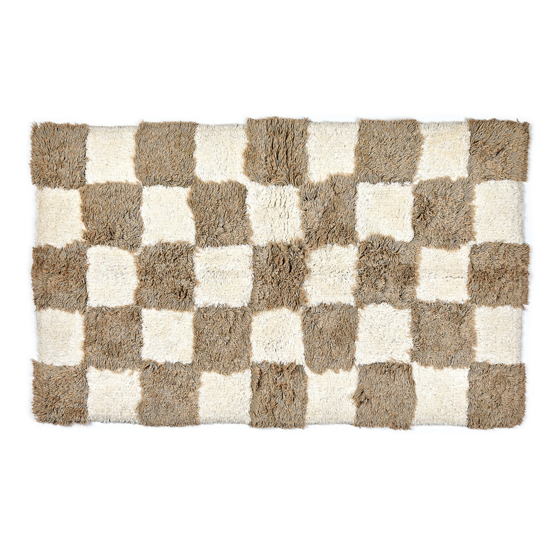 Checkerboard Bath Rug, Brown
