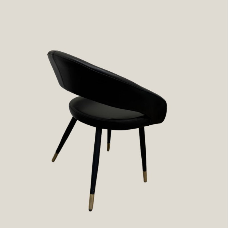 Chaise parsons rembourrée en velours Kyliam, Cuir noir, Noir