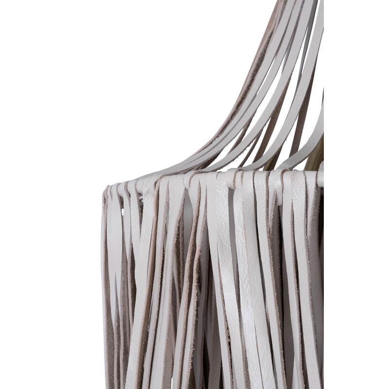 Small Leather Fringe Chandelier w/ Crown, Cream