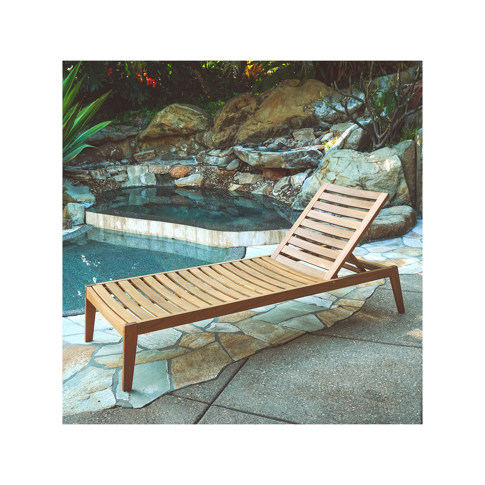 Byron 25.5'' Outdoor Eucalyptus Chaise Lounge